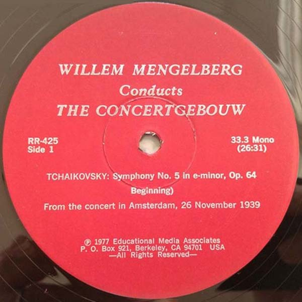 Mengelberg, Willem Tchaikovsky Symphony no.5, Serenade for Strings